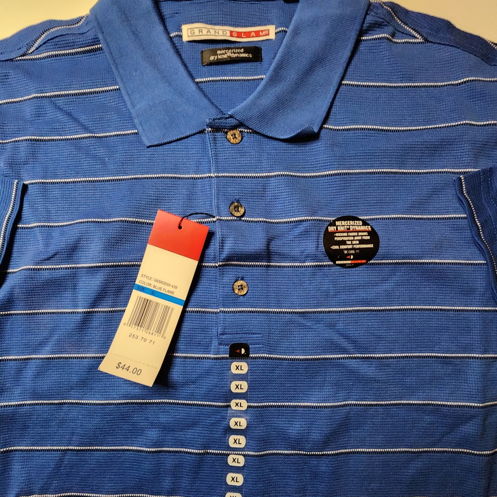 Grand Slam Royal Blue Polo with White Stripes